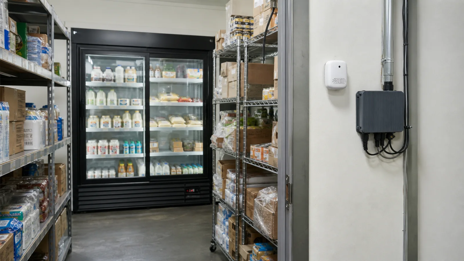Retail backroom refrigeration, environmental sensor, and edge gateway