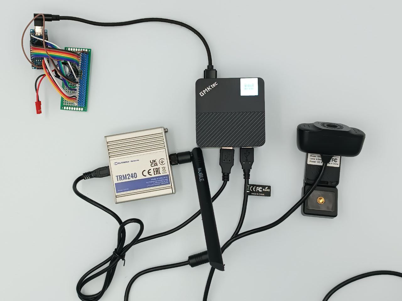 Mini PC, LTE modem, USB camera and Arduino controller used in the mobile Banalytics Agent platform