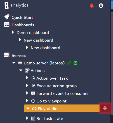 Add Play Audio action in Banalytics